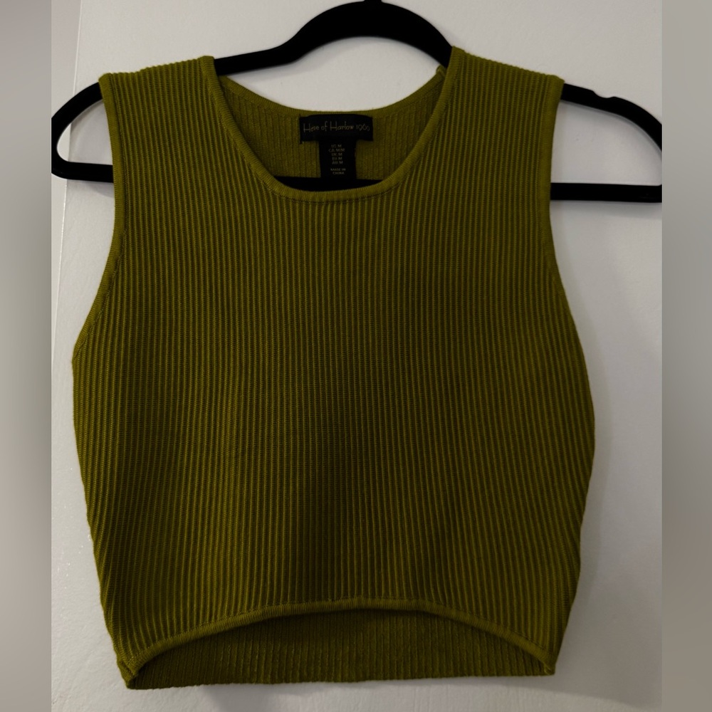 House of Harlow 1960 Ribbed Olive Green Top